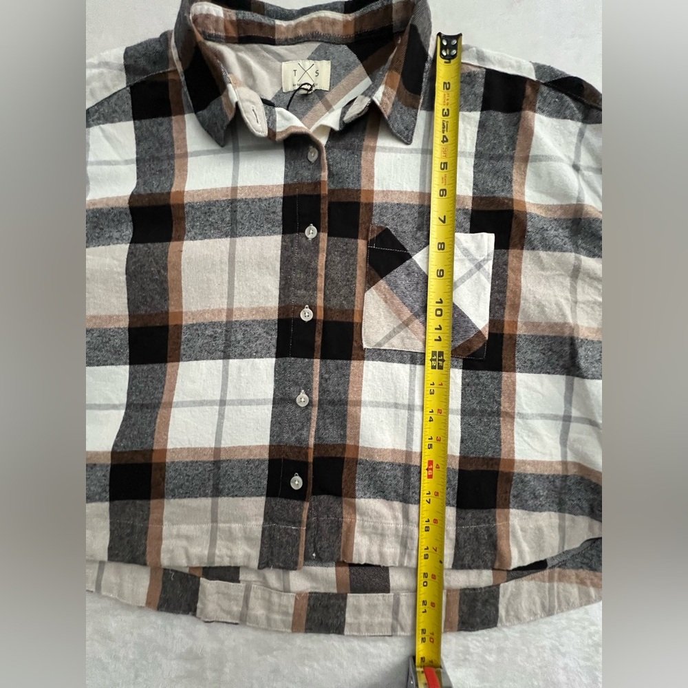 Thread & Supply Plaid Cropped Cotton Button Down Shirt, NWT, Size L - Picture 12 of 15